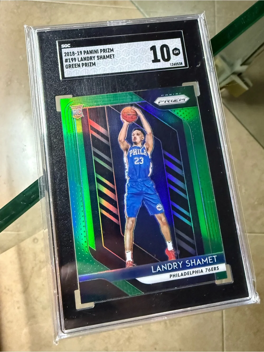 SGC 10 Graded 2018-19 Panini Prizm - Landry Shamet #199 Green Prizm (RC) rookie